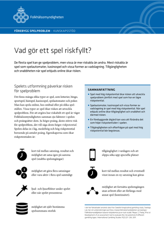 Vad gör ett spel riskfyllt? – Förebygg spelproblem Kunskapsstöd