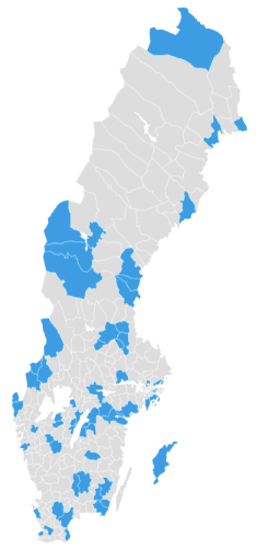 De deltagande 61 kommunerna är spridda över landet för en bra geografisk täckning.